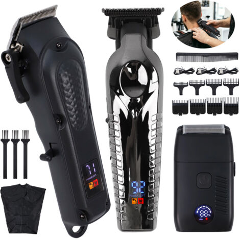 Professionnel Hommes Coupe De Cheveux Coupe De Barbe Tondeuse Pour Hommes Tondeuse à Barbe Tondeuse à Cheveux Rasoir Sans Fil Coupe De Cheveux Set (noir)