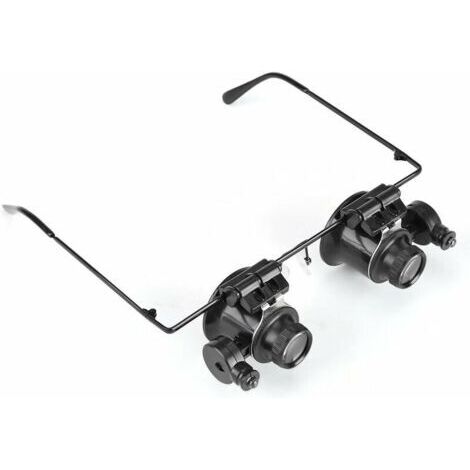 Professionnel Lunettes loupe Loupe de bijoutier Outil Réparation d'horloge de travail Lunettes 20XMagnifying LED Lumière Lentille Loupe pour Bijoutier, Horloger, Pièce et Stamp Connoisseur