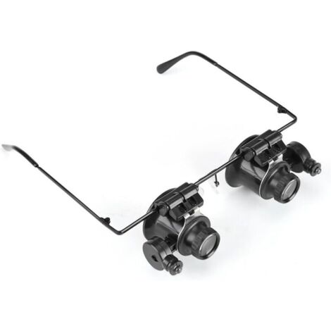Professionnel Lunettes loupe Loupe de bijoutier Outil Réparation d'horloge de travail Lunettes 20XMagnifying LED Lumière Lentille Loupe pour Bijoutier, Horloger, Pièce et Stamp Connoisseur