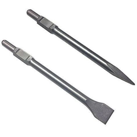 Professionnel SDS Hex Set de ciseaux 2 pièces 35, 50 x 410 mm burin plat Spat Ciseau Burin pointu emmanchement six pans 30 mm Spat pointu plat pour marteau de démolition