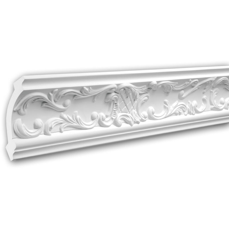 Profhome Decor - Cornice Moulding 150125 ative Moulding Crown Moulding Coving Cornice Rococo Baroque style white 2 m - white