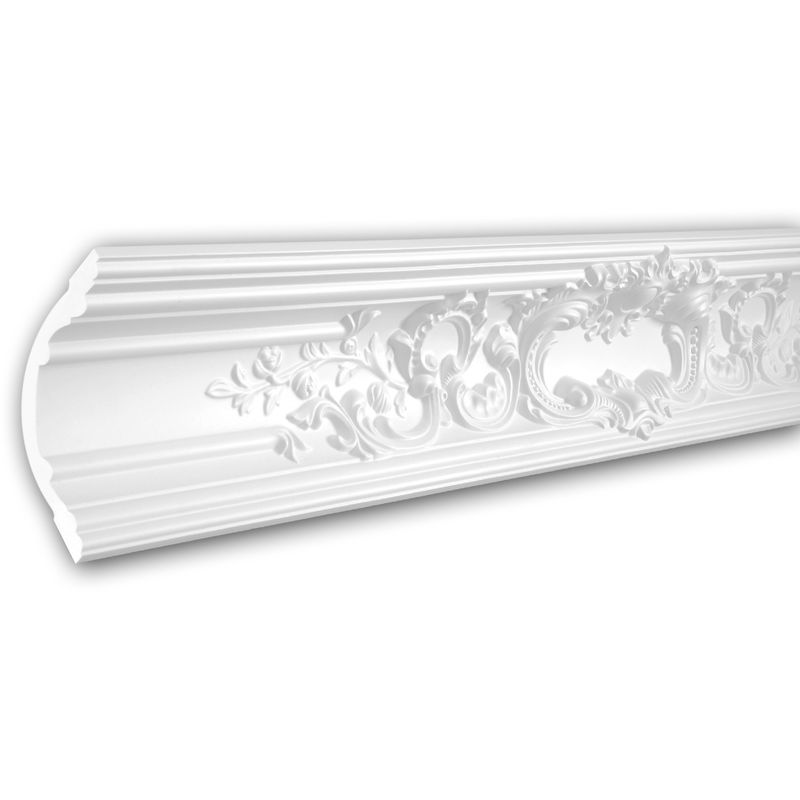 Profhome Decor - Cornice Moulding 150252 ative Moulding Crown Moulding Coving Cornice Rococo Baroque style white 2 m - white