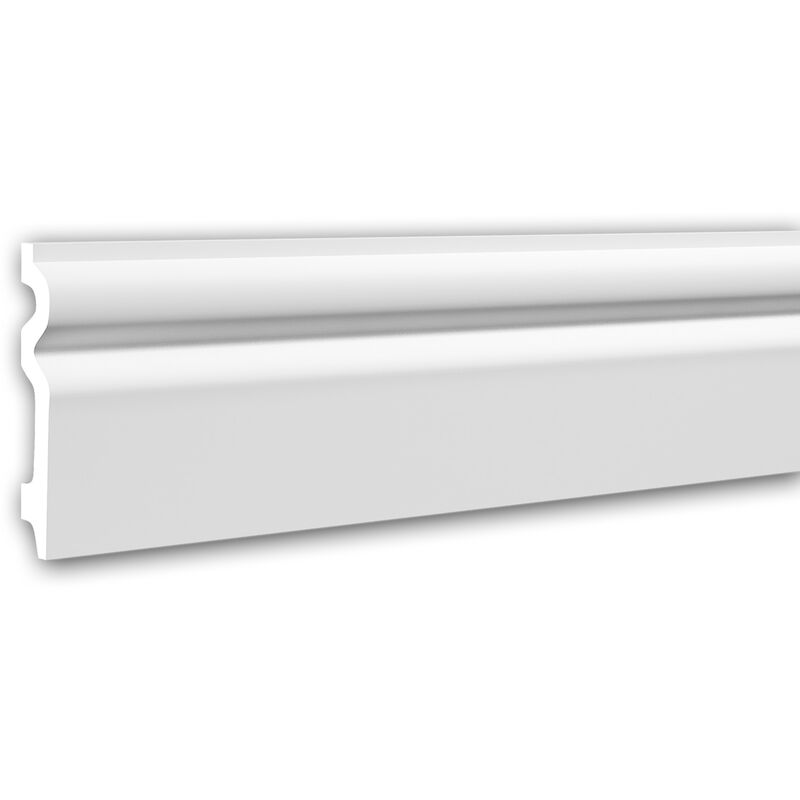 Profhome Decor - Skirting 153109F Profhome Flexible Moulding Base Moulding Baseboard Decorative Moulding timeless classic design white 2 m