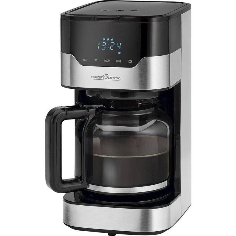 Profi Cook pc-ka 1169 Cafetière acier inoxydable, noir Nombre de tasse=14 verseuse en verre