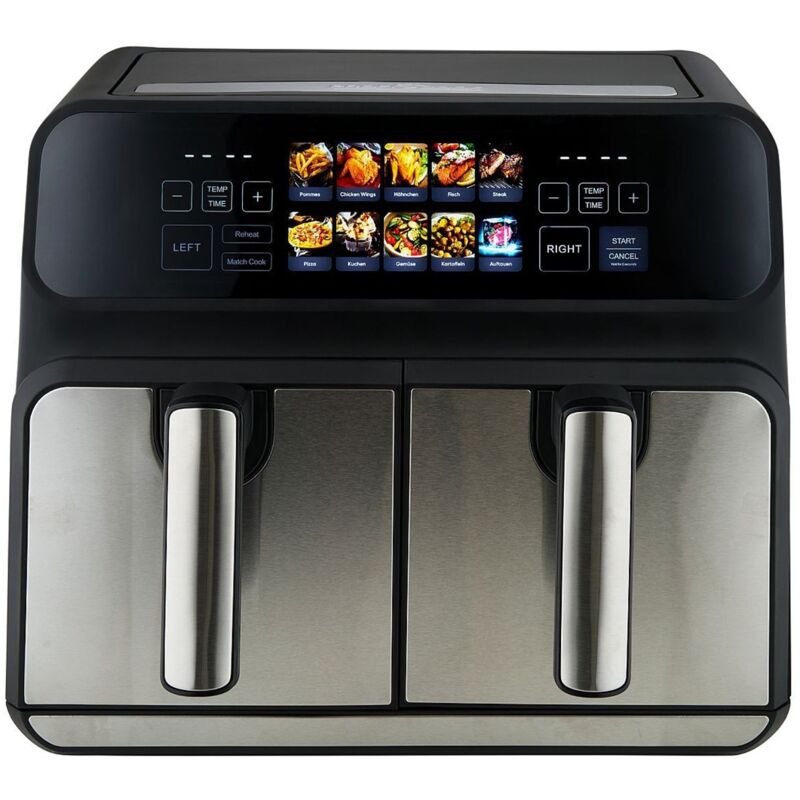 Pc-fr 1287 h Double 8 l en pose libre 2200 w Friteuse à air chaud de Noir, acier inoxydable - Proficook