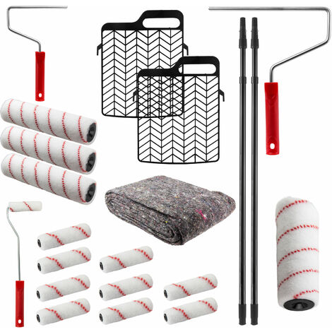 Profi Maler Farbroller Set 22tlg. Streichset mit Abdeckvlies für Renovierung