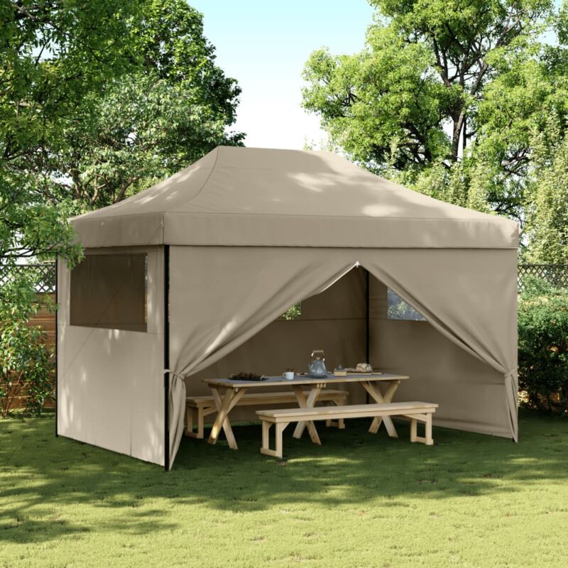 Partyzelt Faltbar Pop-up Mit 4 Seitenteilen Taupe - Vidaxl