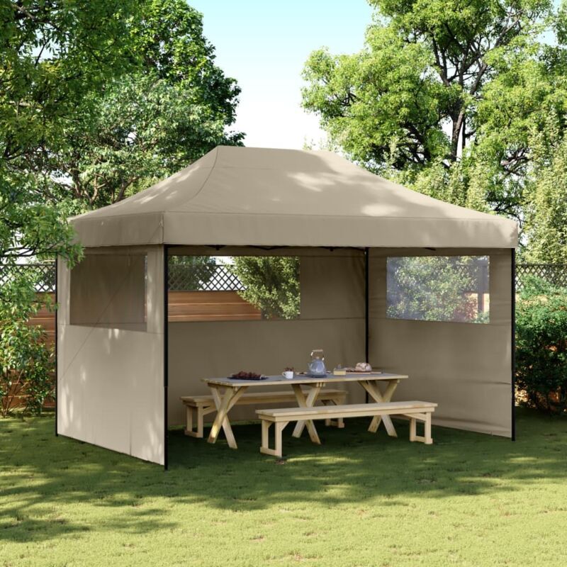 Partyzelt Faltbar Pop-up Mit 3 Seitenteilen Taupe - Vidaxl