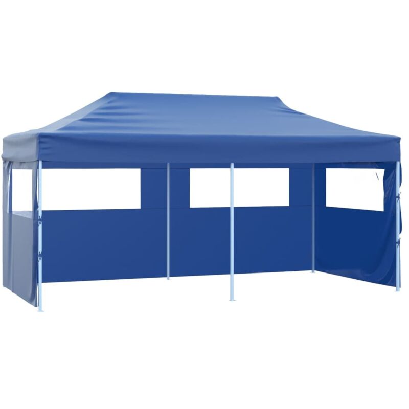Vidaxl - Profi-partyzelt Faltbar Mit 4 Seitenwänden 3×6m Stahl Blau