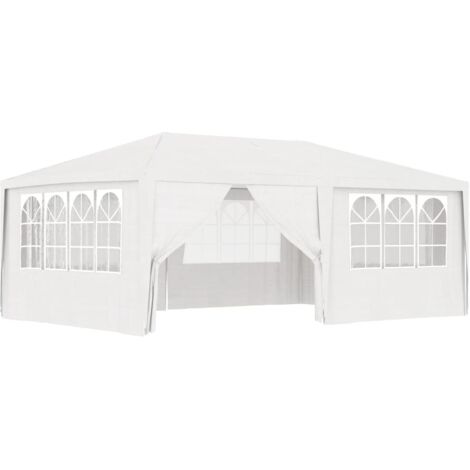 Profi-Partyzelt Gartenzelt Zelt für Camping/Markt/Festival Pavillon Faltbar mit Seitenwänden 4×6 m Weiß 90 g/m² XDGN719491 MaisonChic