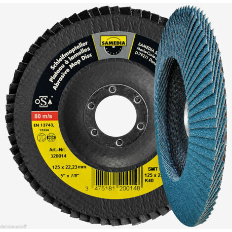 Profi-Schleifmopteller Samedia SMT 5 Stück 115mm ,125mm K40,K60,K80 125 x 1,0 x 22,23 mm 80