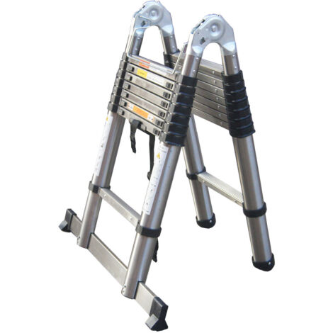 Profi Teleskopleiter Treppenleiter Anlegeleiter Mehrzweckleiter 5M (2.5M+2.5M)
