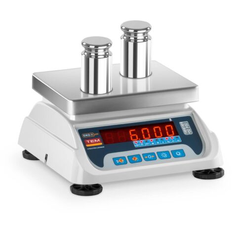Profi Tischwaage Ladenwaage Kontrollwaage Marktwaage 3 kg/1g 6 kg/2g LED geeicht - Weiß