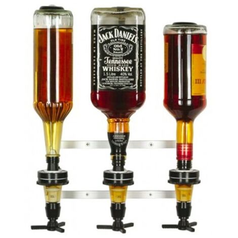 Profi Wandhalter, Flaschenhalter Spirituosen, Wandhalterung für 3 Flaschen (0,7 - 1,0L)