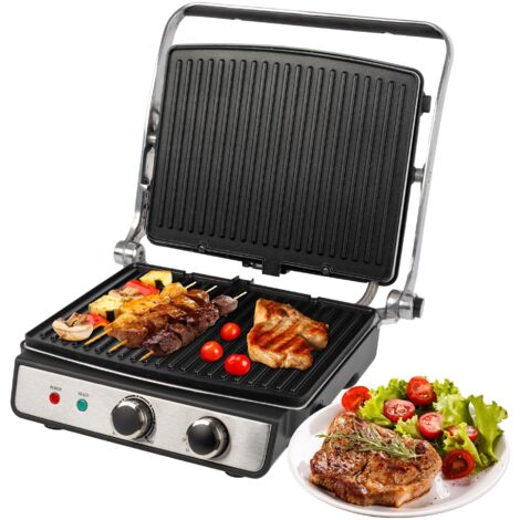 ProfiCook® Griglia a contatto per grigliare senza grassi, per esempio panini, bistecche, toast, griglia elettrica con termostato regolabile in modo continuo, barbecue con apertura a 180°, 2000 W,