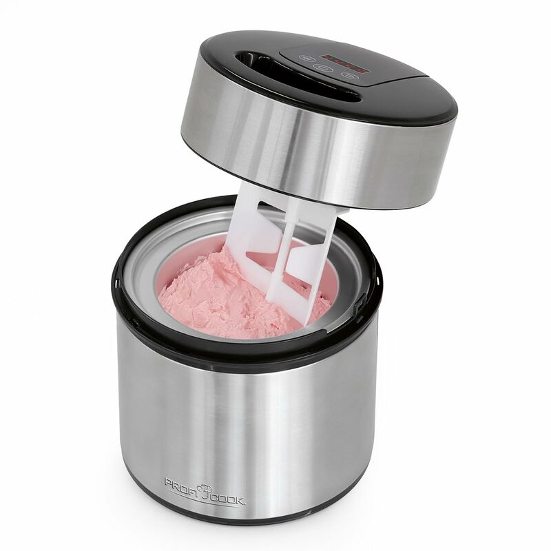 Image of Proficook di ICM 1140 macchina del ghiaccio 3 in1 per gelati, Frozen Yogurt E SORBETTI per fino a 1,8 L gelato, Display a LED, in acciaio inox