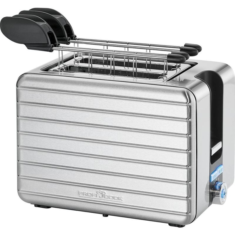 

Tostadora Sandwichera Diseño, Ranura Ancha 2 Rebanadas, 2 Pinzas Extracción Sandwich, Acero Inox. 1050W Plata - Proficook