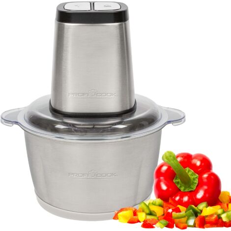 ProfiCook Tritatutto elettrico con funzione tritaghiaccio, tagliaverdure con contenitore in acciaio inox da 1.7 litri, con lama combinata, PC-MZ 1227