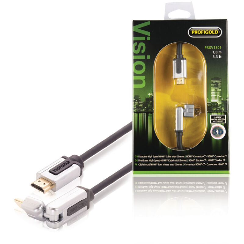 Profigold - Câble hdmi avec Ethernet haute vitesse rotatif 1.00 m Noir
