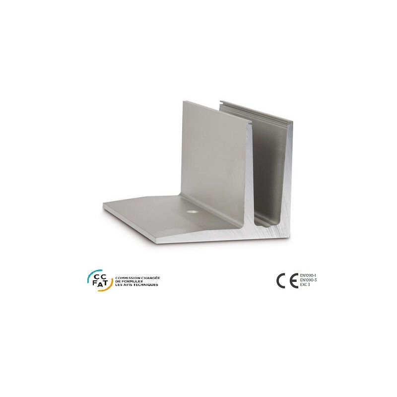 Deco Fer Forge - qualite francaise] - Profil montage décalé sur dalle - Verre de 12,76 mm à 21,52 mm - Longueur 2500mm - Aluminium anodisé