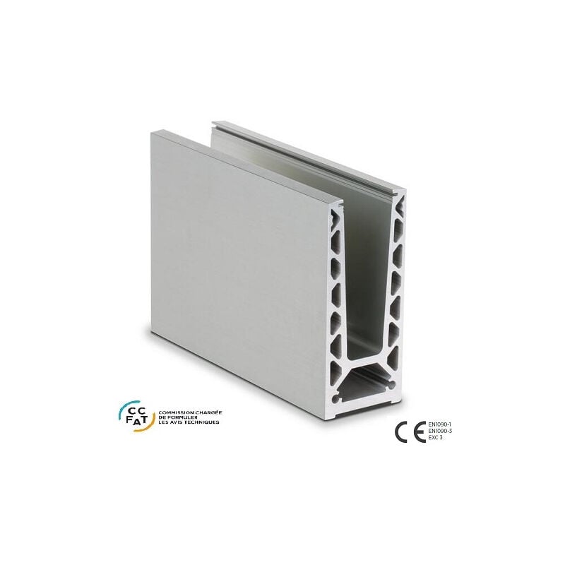Qualite francaise] - Profil aluminium anodisé montage sur dalle - Pour Verre 12,76 mm a 21,52 mm - Long 2500 mm