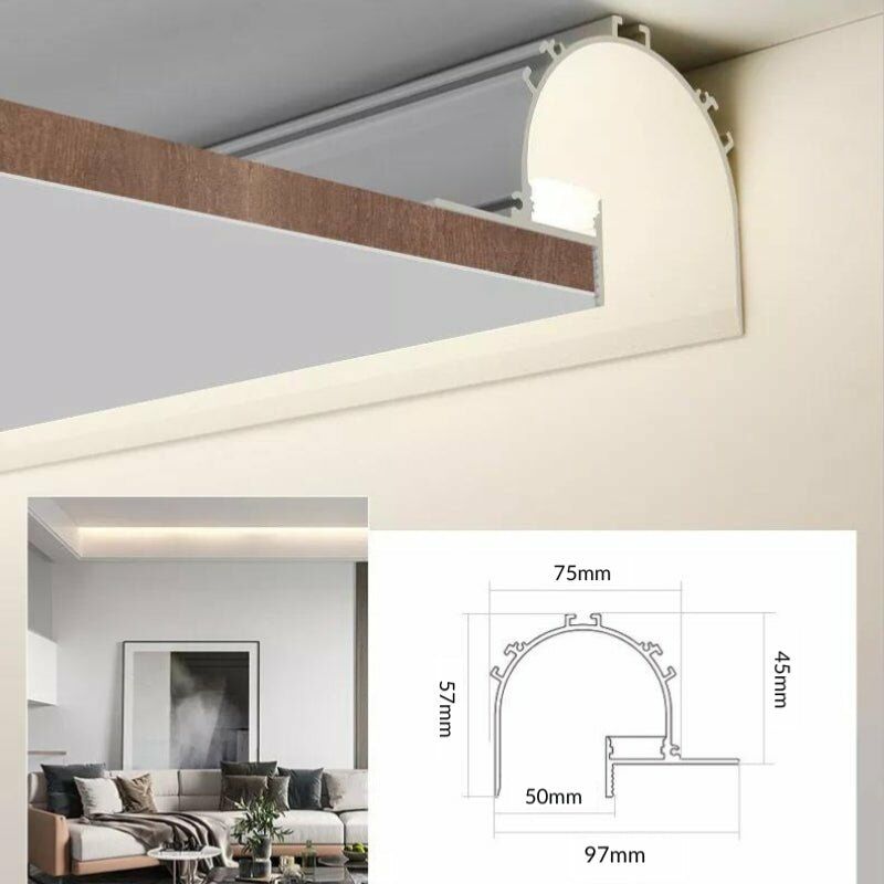 Profilé Aluminium Blanc 2m arrondi pour Ruban led simple pour Faux-Plafond Silumen