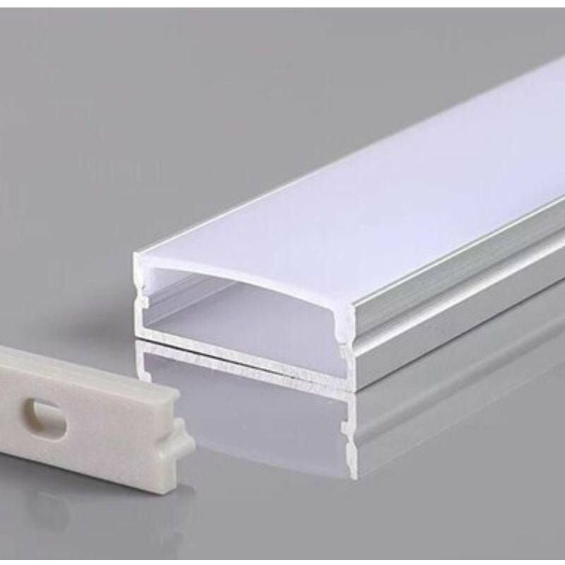 Profilé Aluminium Large 2m avec Cache Opaque Blanc Silumen