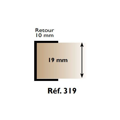 Profil de chant PRUNIER U 19 x 10 - Blanc 2600 mm - RIBS319