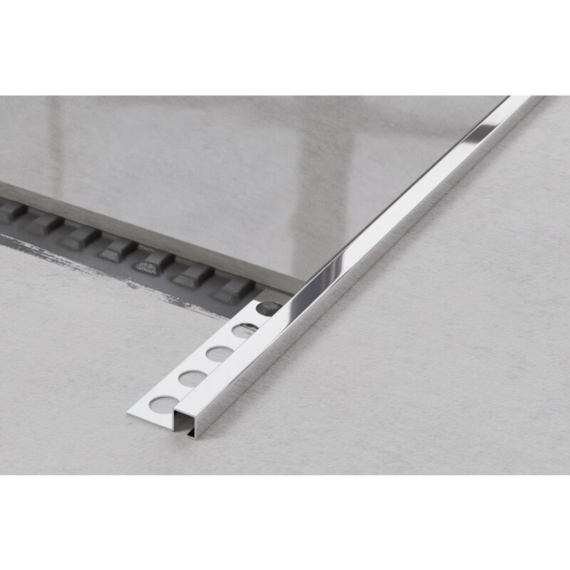 Profil d'angle q universel en acier inoxydable pour carrelage 1.2cm x 244cm - Argent brillant