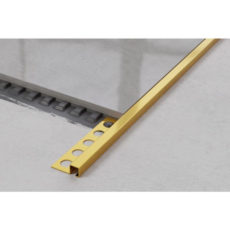Profil d'angle q universel en acier inoxydable pour carrelage 1.2cm x 244cm - Or satiné