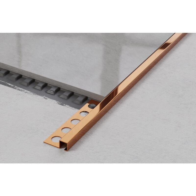 Profil d'angle q universel en acier inoxydable pour carrelage 1.2cm x 244cm - Cuivre brillant