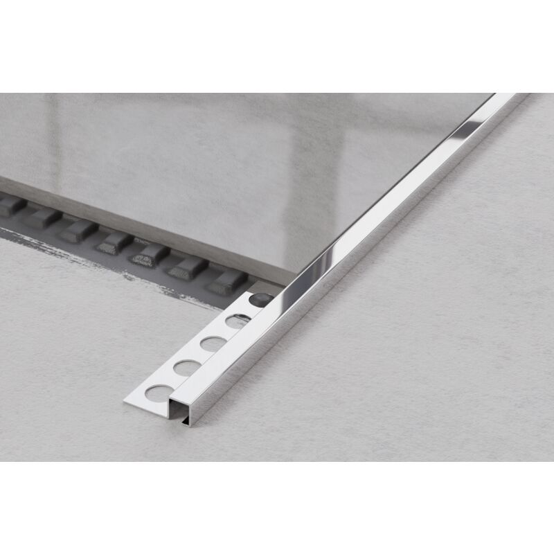 Profil d'angle q universel en acier inoxydable pour carrelage 0.8cm x 270cm - Argent brillant