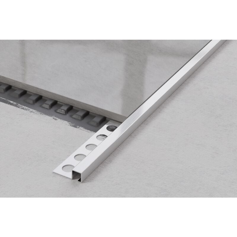 Profil d'angle q universel en acier inoxydable pour carrelage 1.2cm x 270cm - Argent satiné