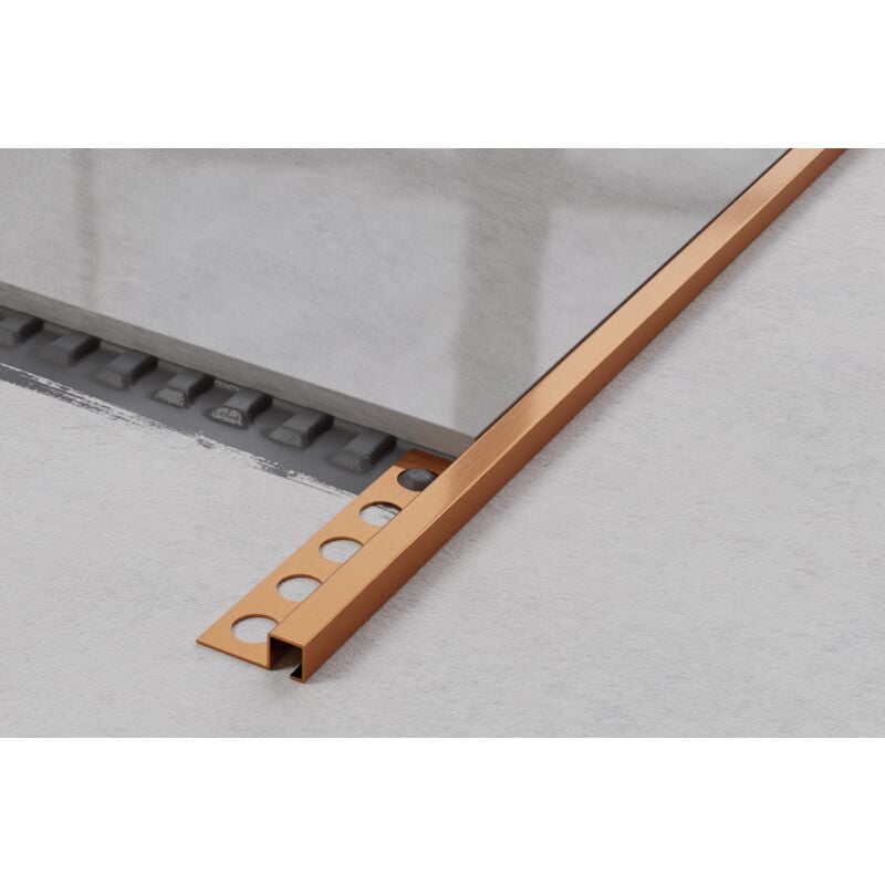 Profil d'angle q universel en acier inoxydable pour carrelage 1cm x 270cm - Cuivre satiné