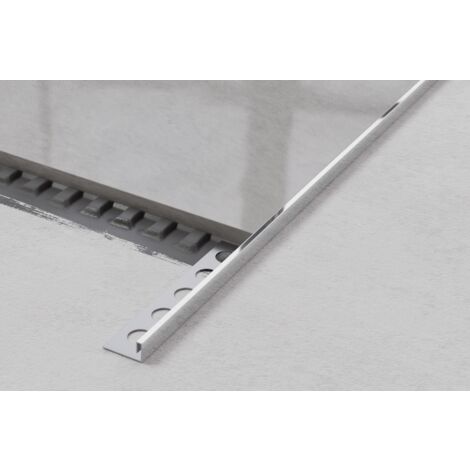 Profil d’angle rectifié Js en acier inoxydable pour carrelage 1cm x 270cm - Argent brillant