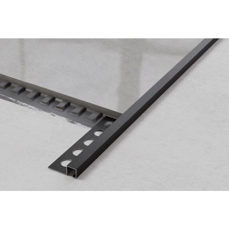 Profil décoratif qs en acier inoxydable pour carrelage 1.2cm x 270cm - Noir satiné