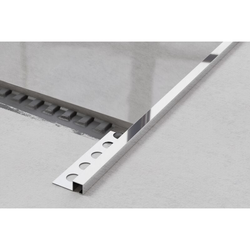 Profil décoratif qs en acier inoxydable pour carrelage 1cm x 270cm - Argent brillant