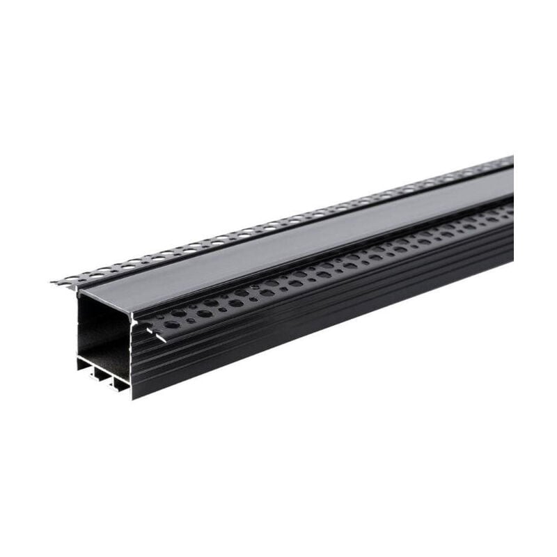Profilé Encastrable Large 2m Noir pour Ruban LED Couvercle Noir - SILUMEN