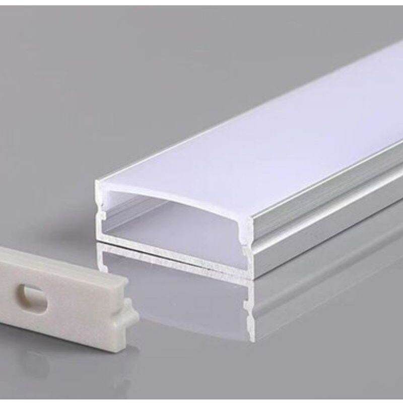 Profilé Aluminium Large 2m avec Cache Opaque Blanc - silamp