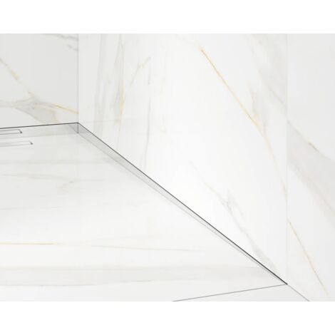 Profil latéral incliné à droite pour douche de sol argent brillant - 4 x 180 cm