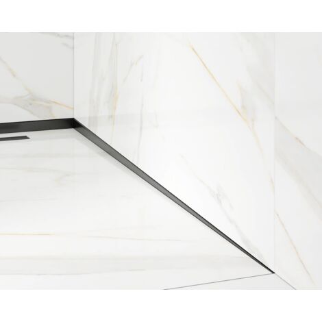 Profil latéral incliné à droite pour douche de sol Noir brillant - 4 x 180 cm
