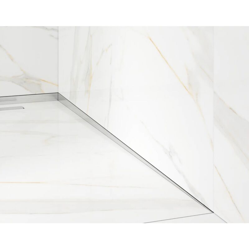 Profil latéral incliné droit pour douche au sol argent satiné - 3 x 120cm