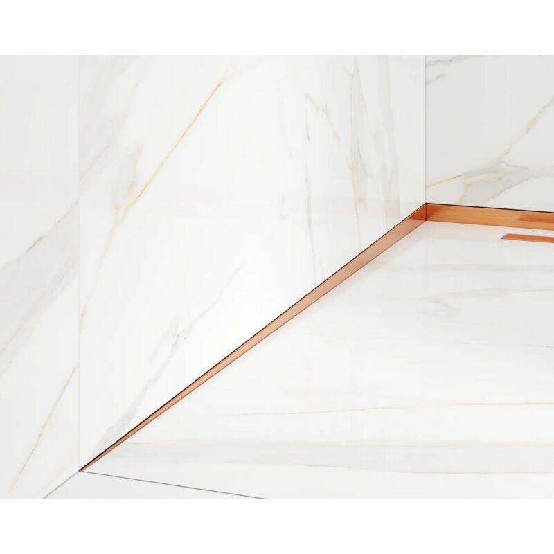 Profil latéral incliné gauche pour douche au sol en cuivre satiné - 3 x 120cm