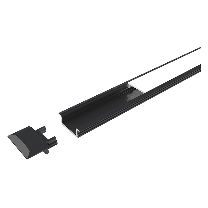 Profil aluminium leds channelline - Décor : Noir - Diffuseur : Noir - halemeier