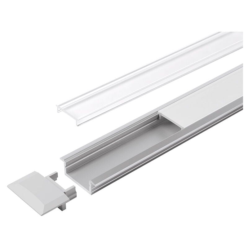 Profil aluminium leds channelline - Décor : Alu - Diffuseur : Opaque - halemeier