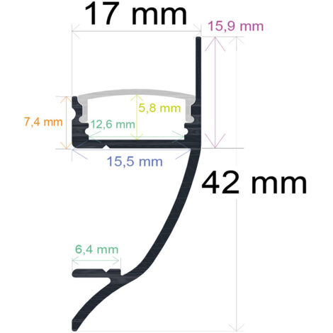 Profil Led Opal Wand 42x17mm 2m 164213