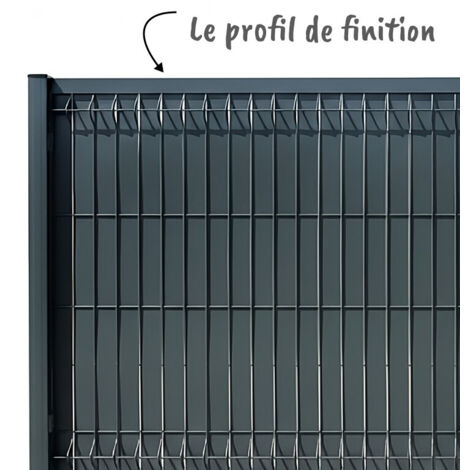 Aluhome – Profil pour grillage rigide finition lames d'occultation 2 x 1,25m – Aluminium RAL 7016 – Compatible avec kits standard – Installation facile - RAL7016