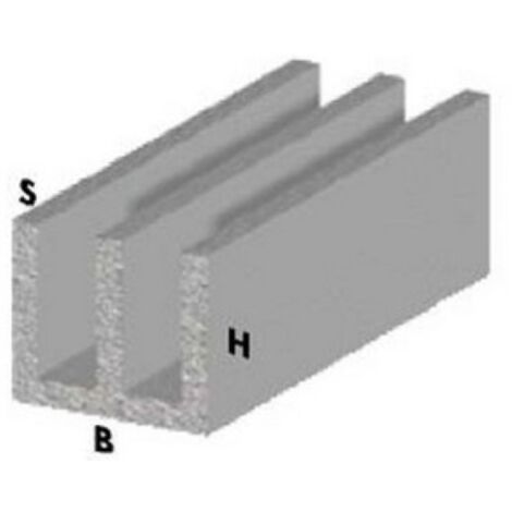profilA double canal U cm 100 h tige en aluminium chromA 20x18x1 mm