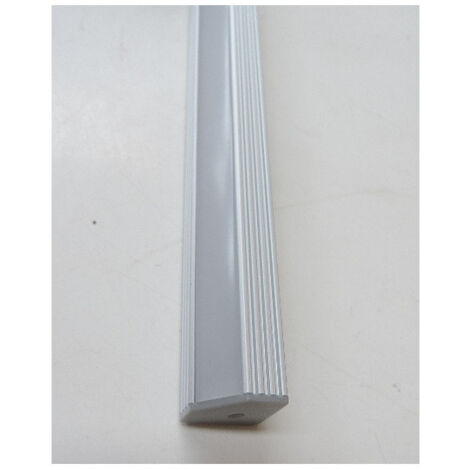 Profile alu longueur 1020mm saillie incliné avec diffuseur opale surface striée à clip pour bandeau LED L10.8mm max