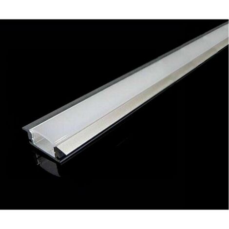 Profilé Aluminium 1m Encastrable pour Bandeau LED Couvercle Blanc Opaque - Blanc -
